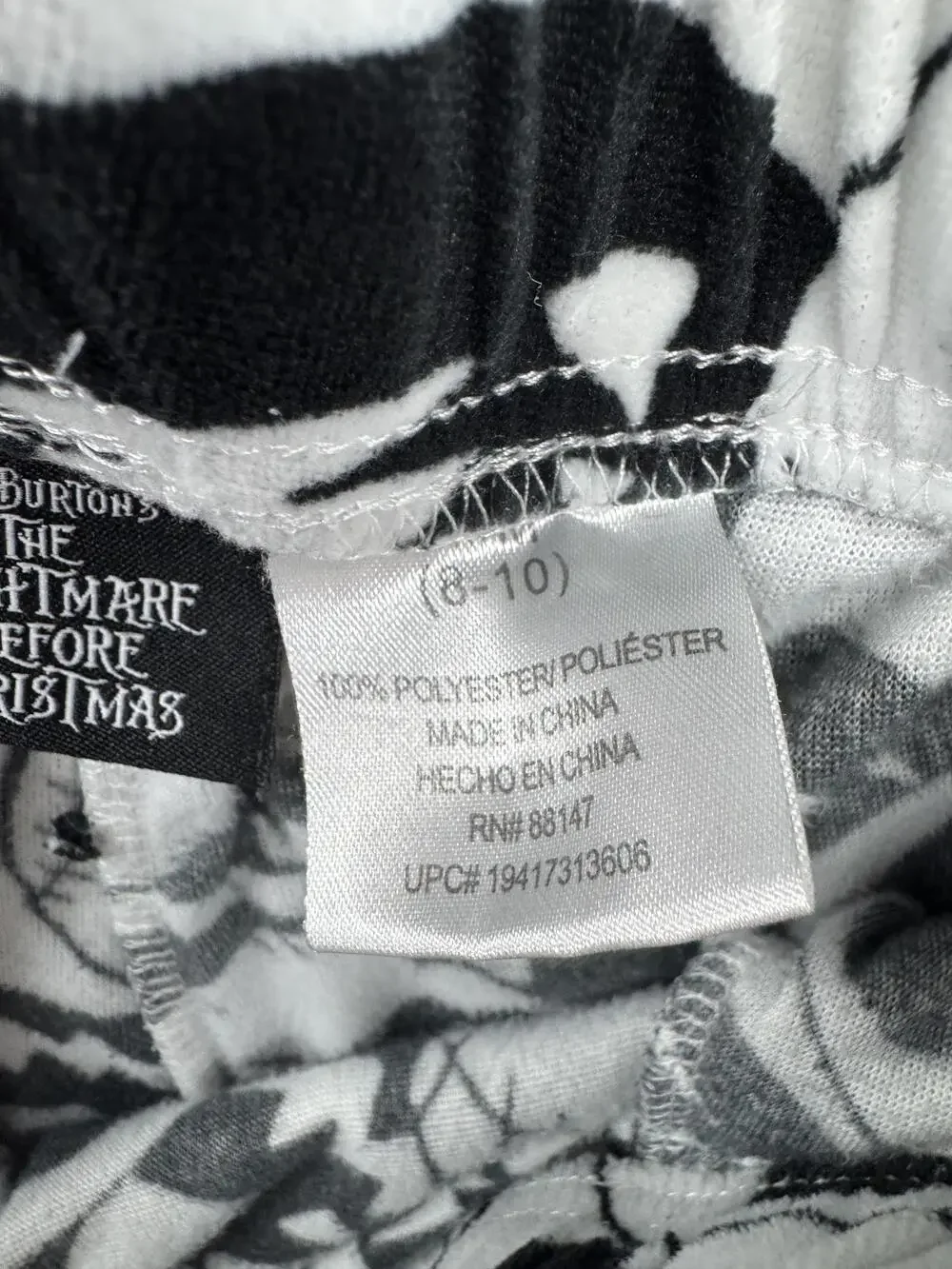 Disney Nightmare Before Christmas Pajama Pants Kids 8-10 Jack Fleece Black
